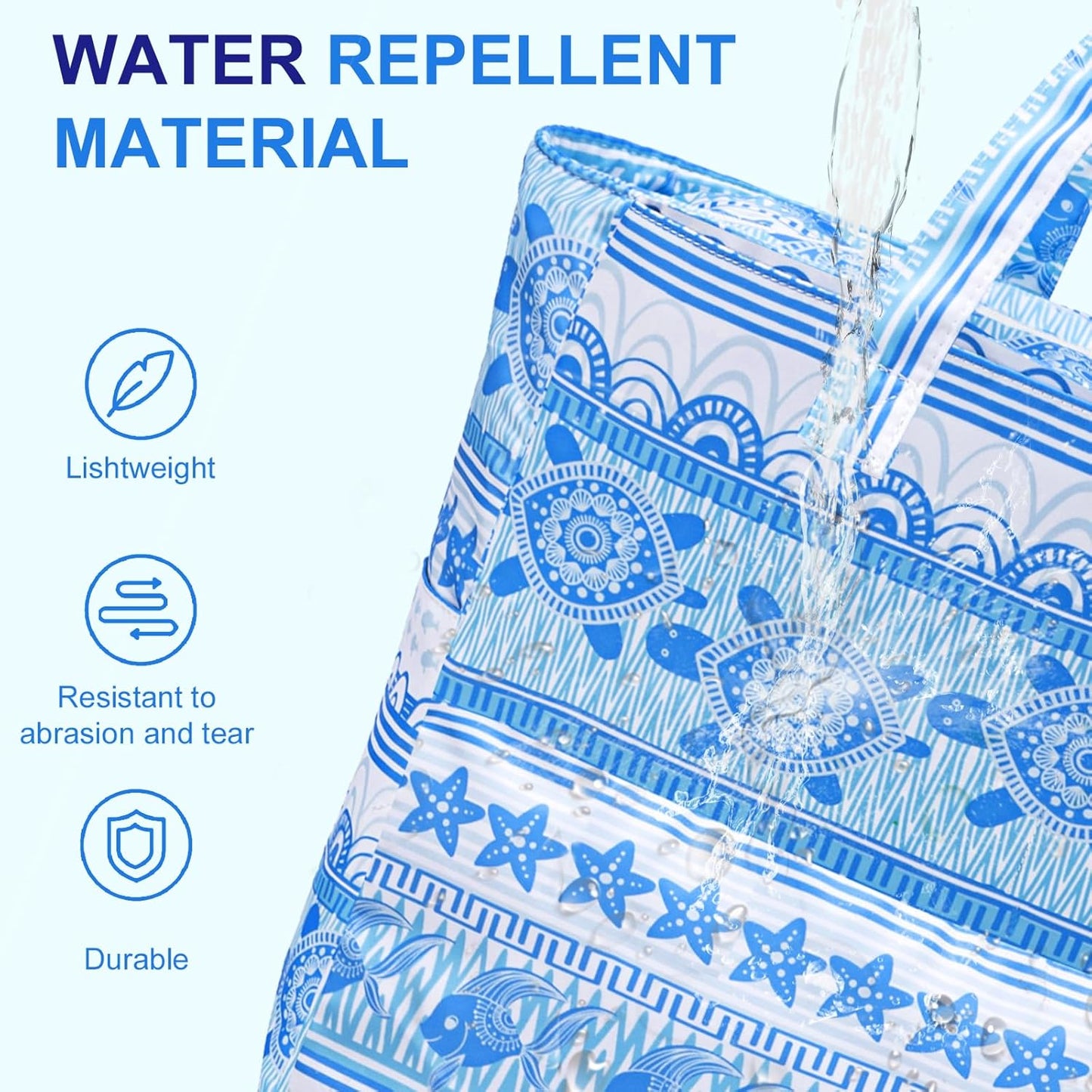 LEDAOU Beach Bag Waterproof Sandproof Women Tote Bag Pool Bag with Zipper for Gym Grocery Travel with Wet Pocket