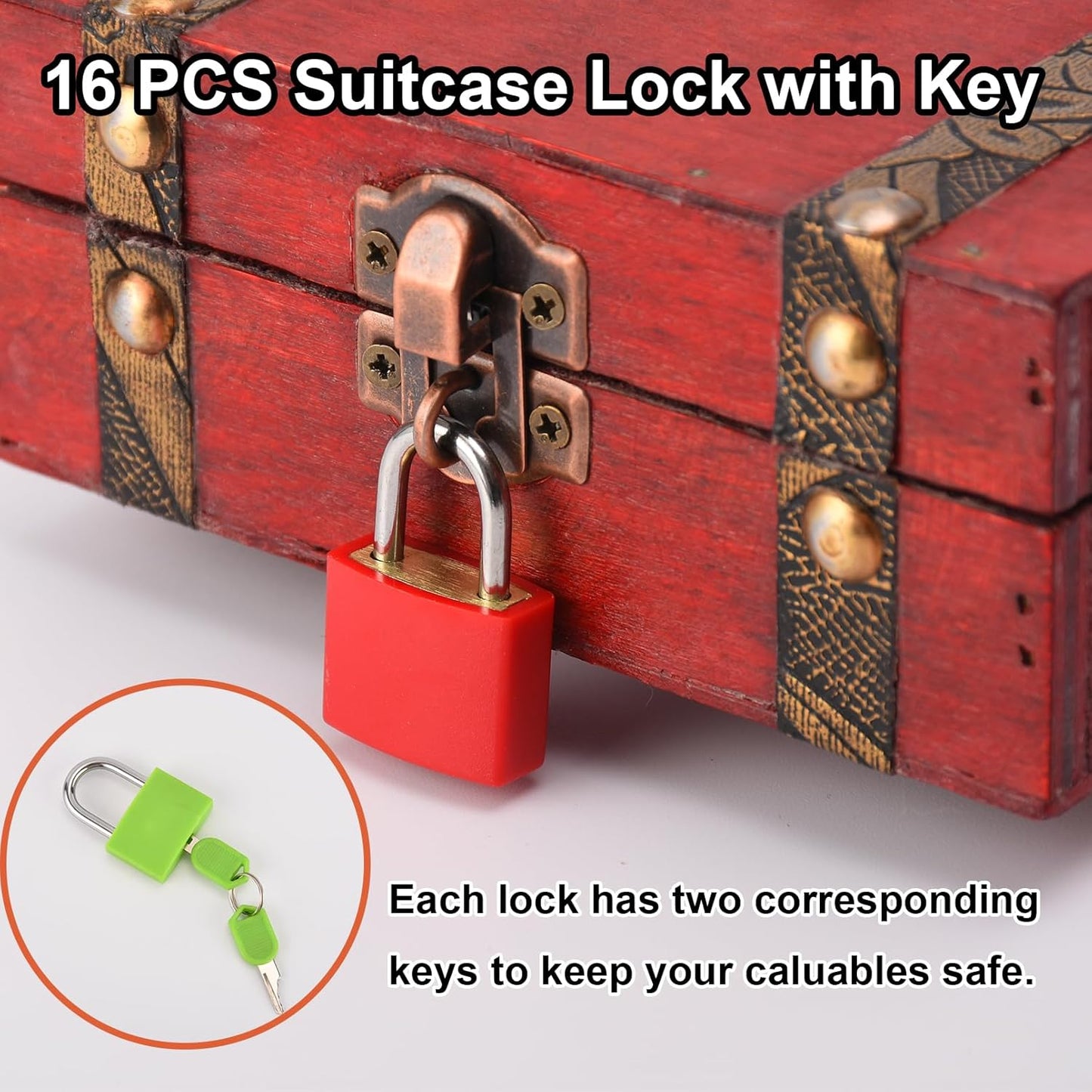 16 PCS Suitcase Locks with Keys,Small Luggage Padlocks Metal Padlock with Key,Multicolor Lock Luggage Locks Mini Keyed Padlock for Backpack Boxes Laptop Bag School Gym Locker,23 mm,8 Colors