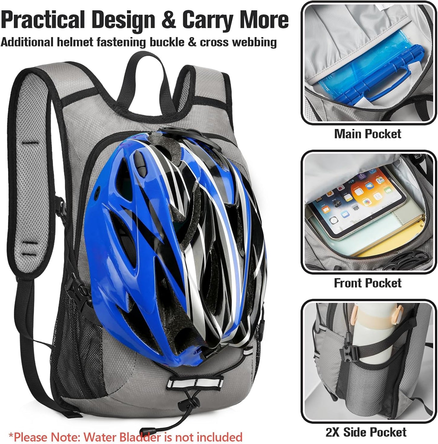 12L Kids Hiking Backpack, Small Hydration Backpack, Waterproof Kids Camping Daypack 5-12, No Water Bladder…