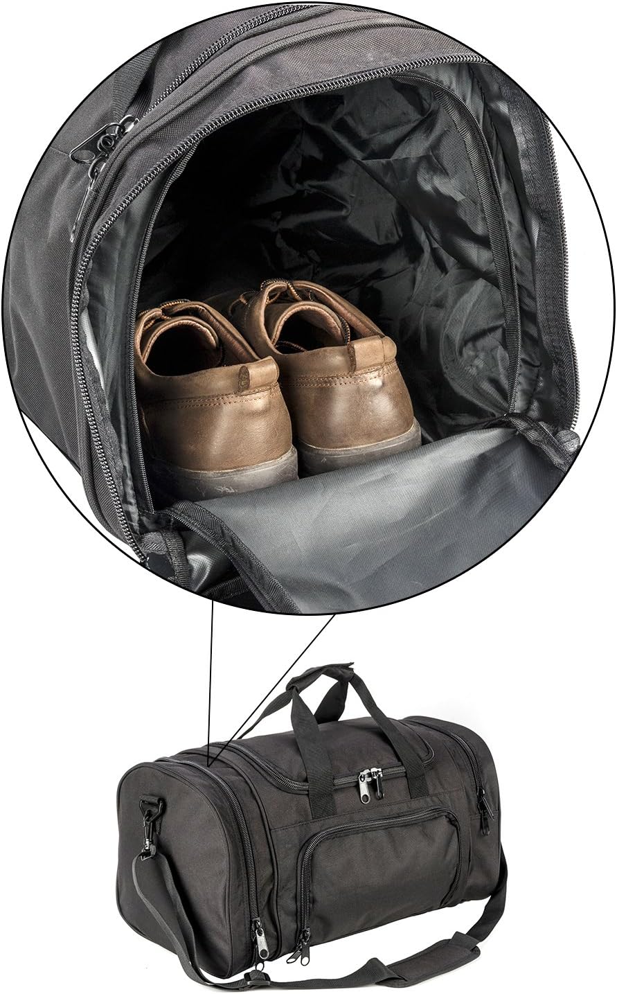 Gym Duffel Bag for Men Sports Duffel Bag with Shoe Compartment (BLACK-Model A)