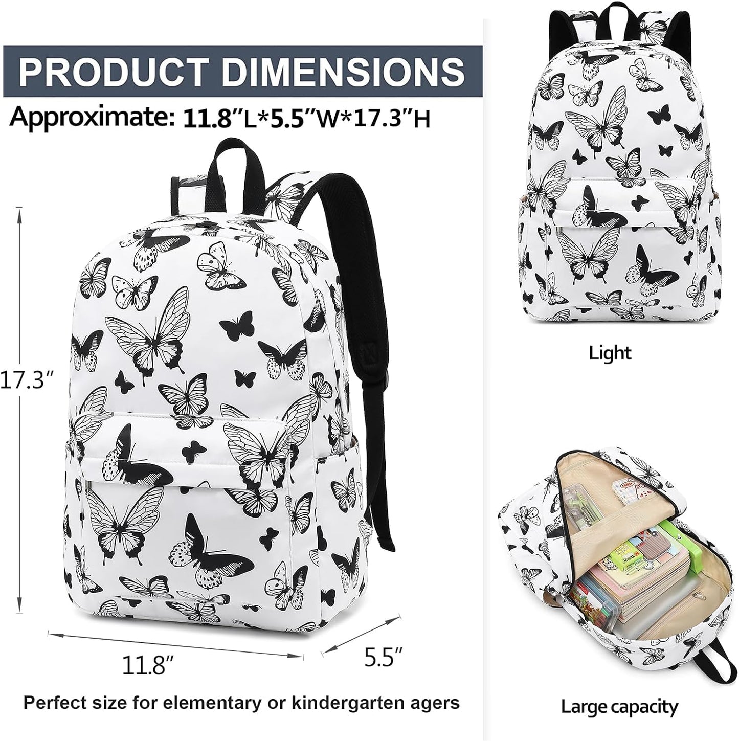 LEDAOU Backpack for Girls School Bag Kids Bookbag Teen Backpack Set Daypack with Lunch Bag and Pencil Case