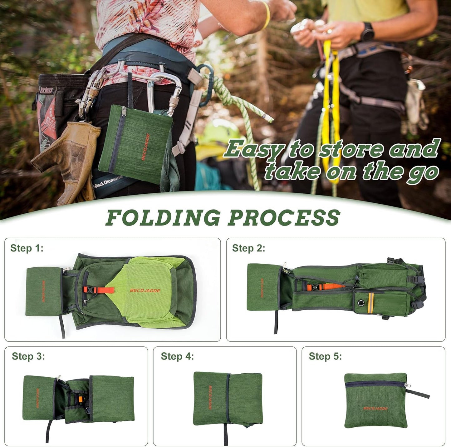 15L Small Hiking Backpack for Men Women Foldable Packable Back Pack Ultralight Hiking Daypack for Travel Camping Outdoor, Olive Green