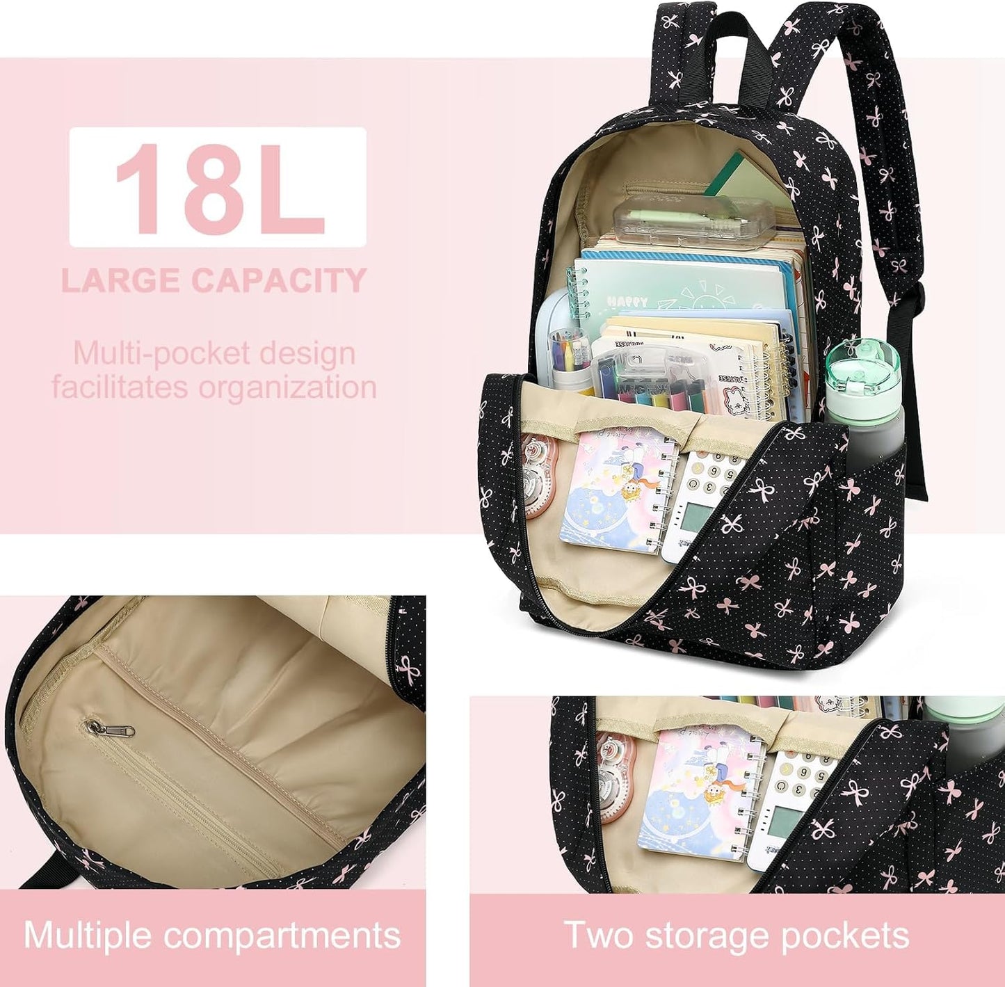 LEDAOU School Backpack Teen Girls Lightweight Bookbag Elementary Middle School Backpacks College Laptop Bag Travel Daypack