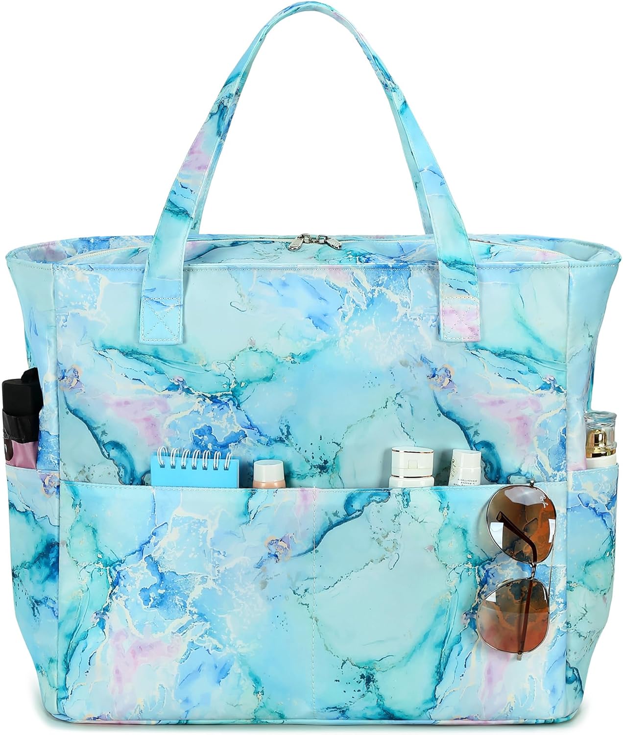 LEDAOU Beach Bag Waterproof Sandproof Women Tote Bag Pool Bag with Zipper for Gym Grocery Travel with Wet Pocket