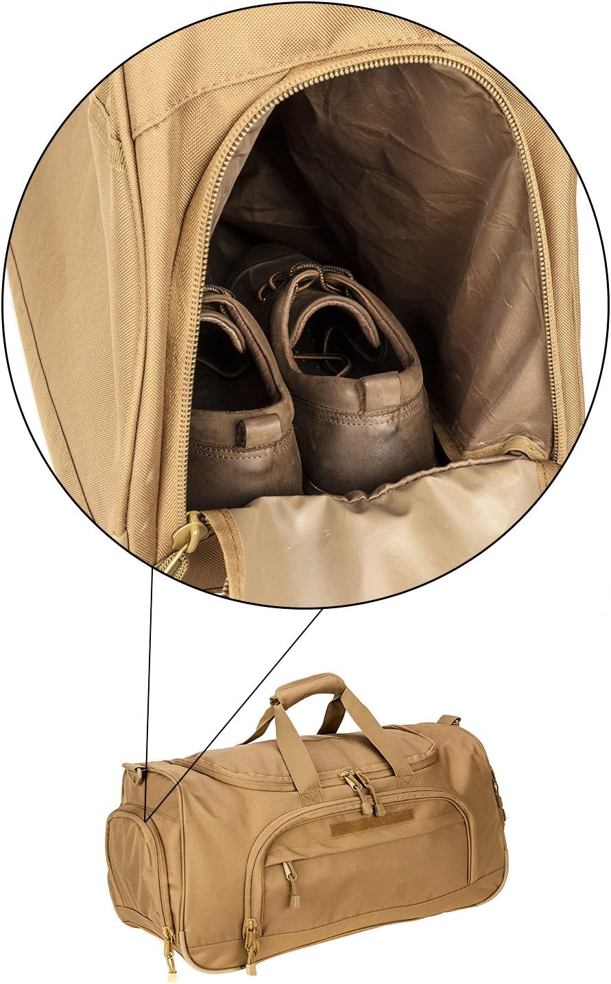 Gym Duffel Bag for Men Sports Duffel Bag with Shoe Compartment (TAN-Model B)