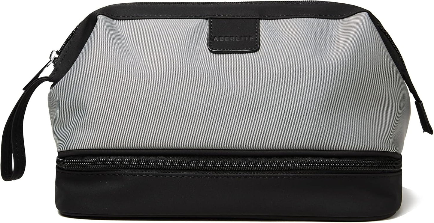 Aberlite Traveler Toiletry Bag for Men - Water Resistant Traveling Dopp Kit - Travel Pouches Organizer - Travel Bathroom Bag (Grey) (Medium Size - 5.3 Liters)