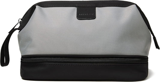 Aberlite Traveler Toiletry Bag for Men - Water Resistant Traveling Dopp Kit - Travel Pouches Organizer - Travel Bathroom Bag (Grey) (Medium Size - 5.3 Liters)