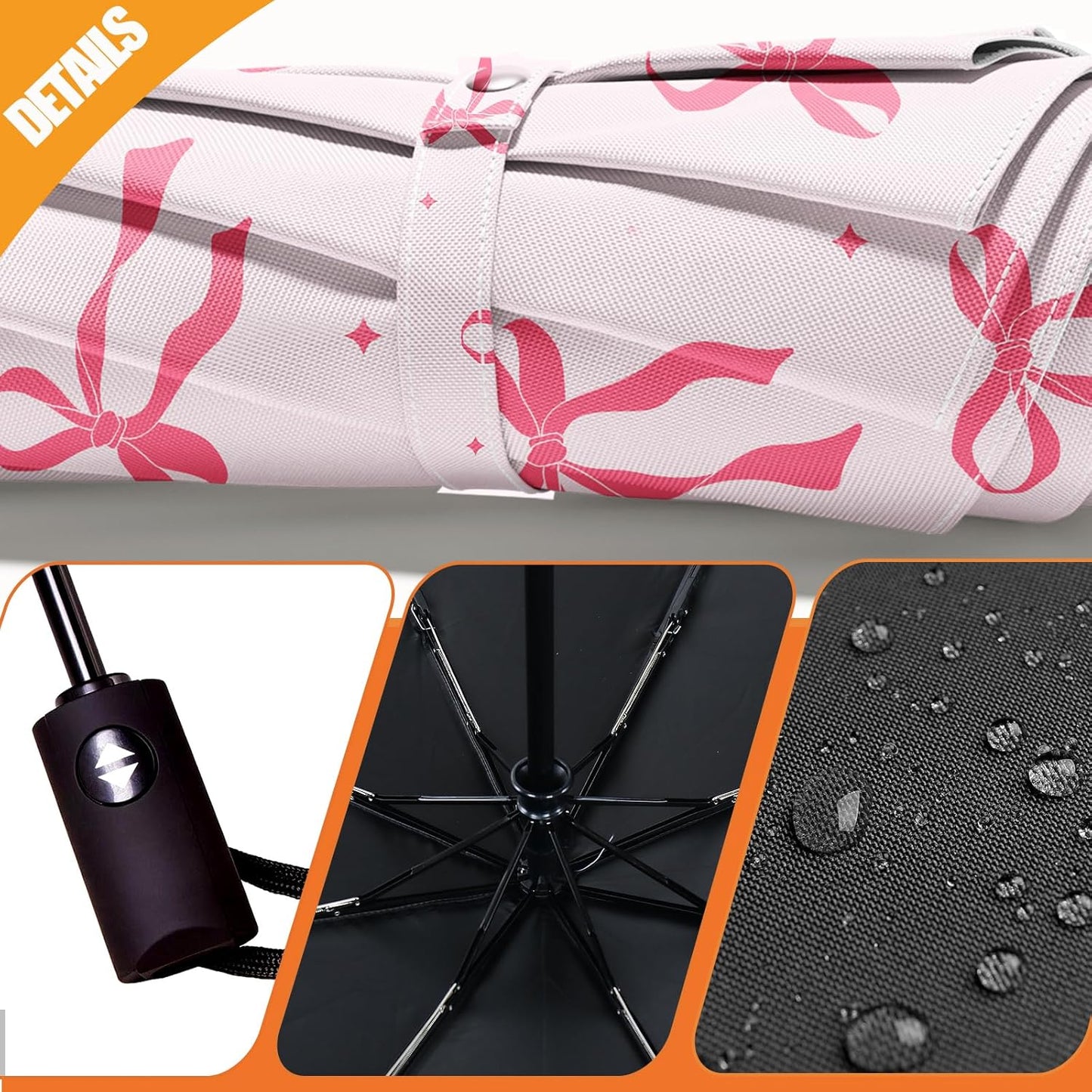 Small Compact Travel Automatic Folding Umbrella for Women, Portable Lightweight, Rain, Wind, UV Sun Shade