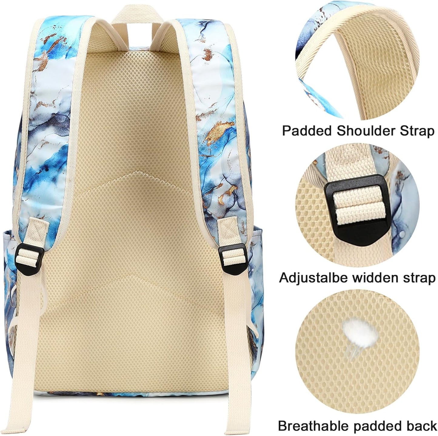 LEDAOU Backpack for Girls School Bag Kids Bookbag Teen Backpack Set Daypack with Lunch Bag and Pencil Case