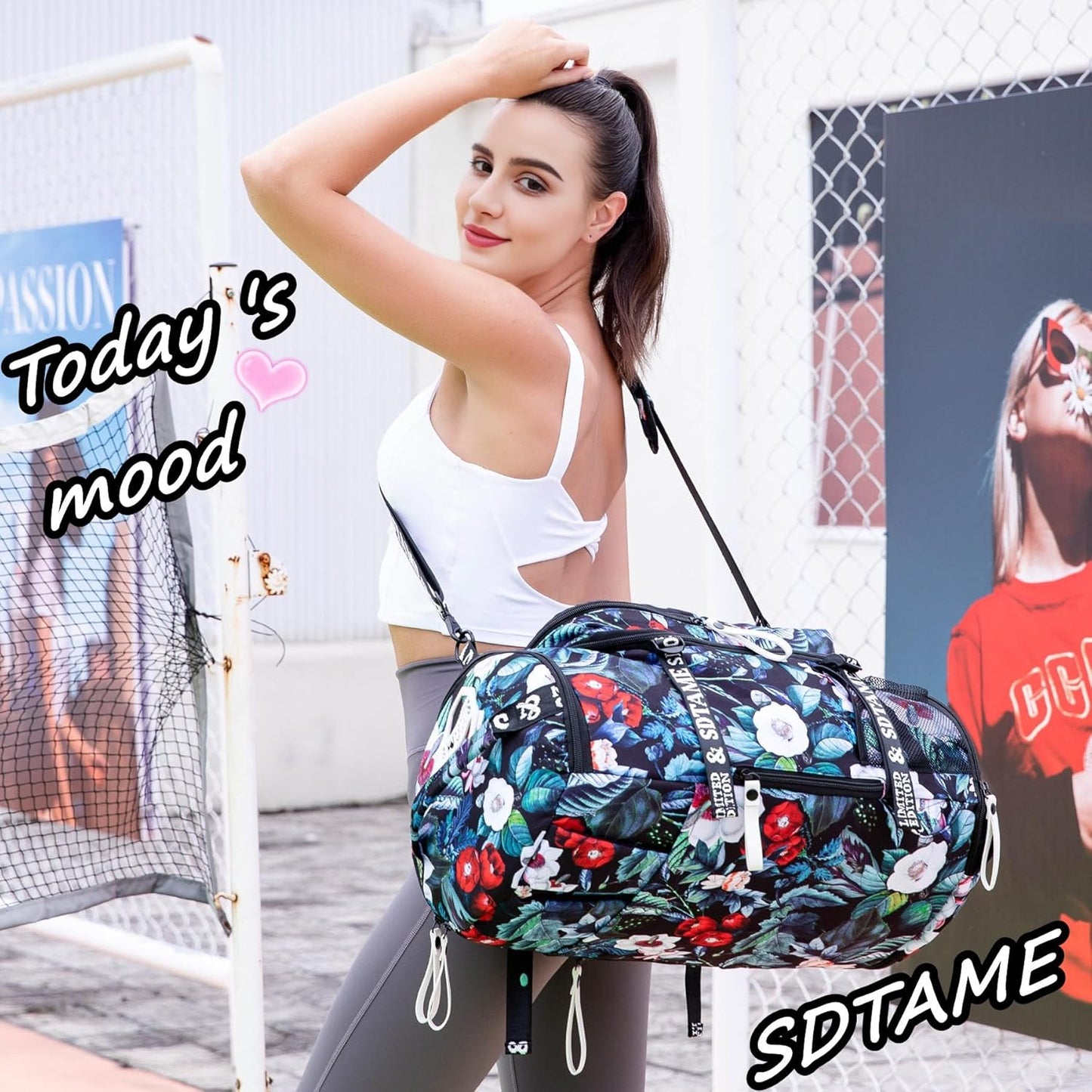 Gym Duffle Bag Backpack with Shoe Compartment,4 ways Travel Backpack for Women and Men,Multi-Functional Weekender bag with Waterproof Layer&Laptop Compartment for Fitness, Travel,Camping