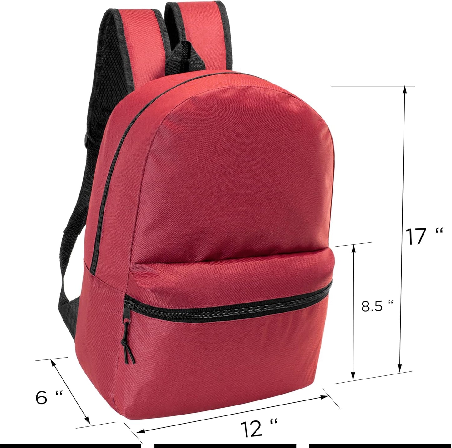 17" School Backpacks for Kids - Backpacks in Bulk for Elementary, Middle, and High School Students in Assorted Colors