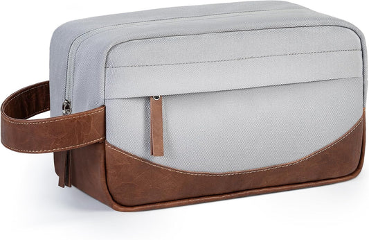 Travel Toiletry Bag for Men, Hanging Toiletry Organizer, Water Resistant Shaving Kit with Large Capacity for Travel Accessories (Grey, Medium)