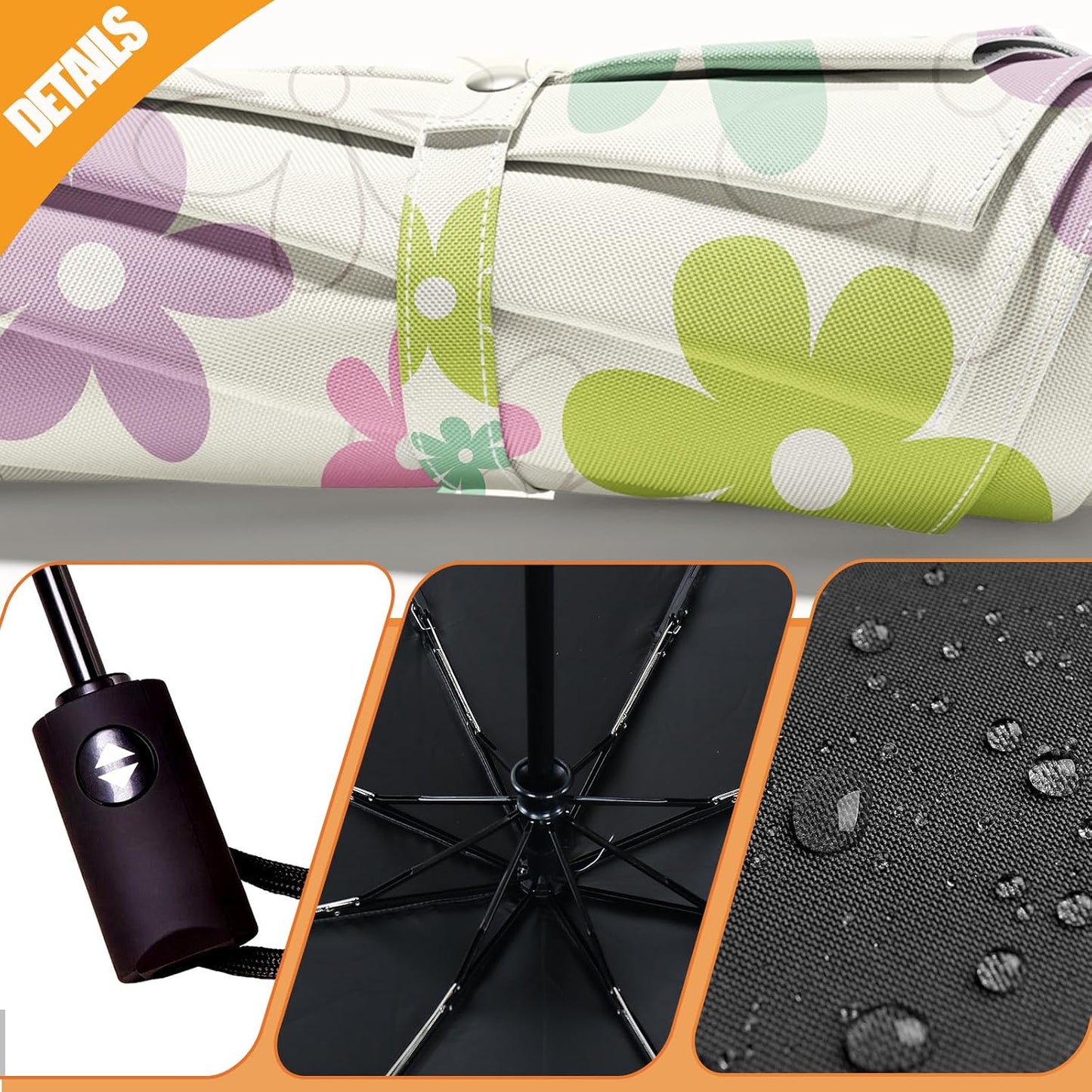 Small Compact Travel Automatic Folding Umbrella for Women, Portable Lightweight, Rain, Wind, UV Sun Shade