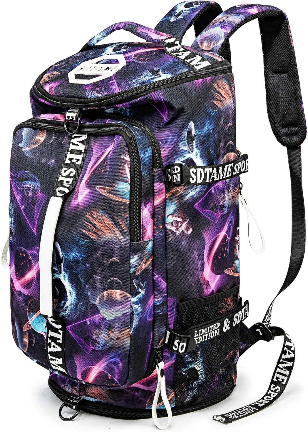 Gym Duffle Bag Backpack with Shoe Compartment,4 ways Travel Backpack for Women and Men,Multi-Functional Weekender bag with Waterproof Layer&Laptop Compartment for Fitness, Travel,Camping