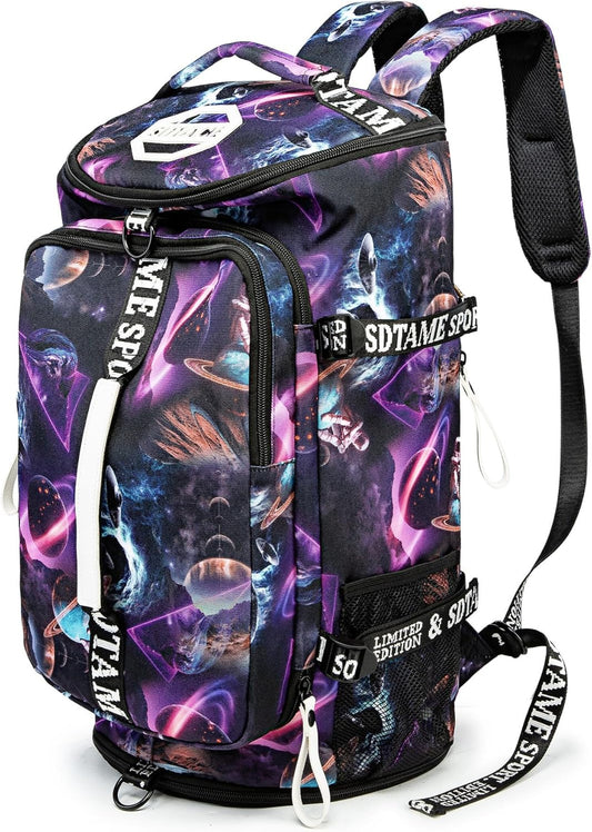 Gym Duffle Bag Backpack with Shoe Compartment,4 ways Travel Backpack for Women and Men,Multi-Functional Weekender bag with Waterproof Layer&Laptop Compartment for Fitness, Travel,Camping