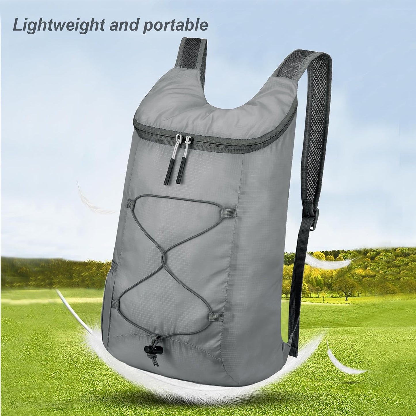 16L Lightweight Foldable Hiking-Backpack Small Packable-Daypack For Travel,Ultralight Water-Resistant Gym Bag Men Women Easy Carry-on (Gray)