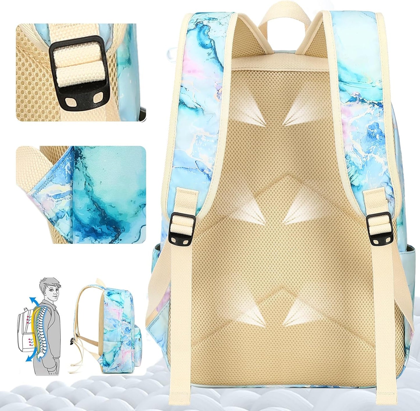 LEDAOU School Backpack Teen Girls Lightweight Bookbag Elementary Middle School Backpacks College Laptop Bag Travel Daypack