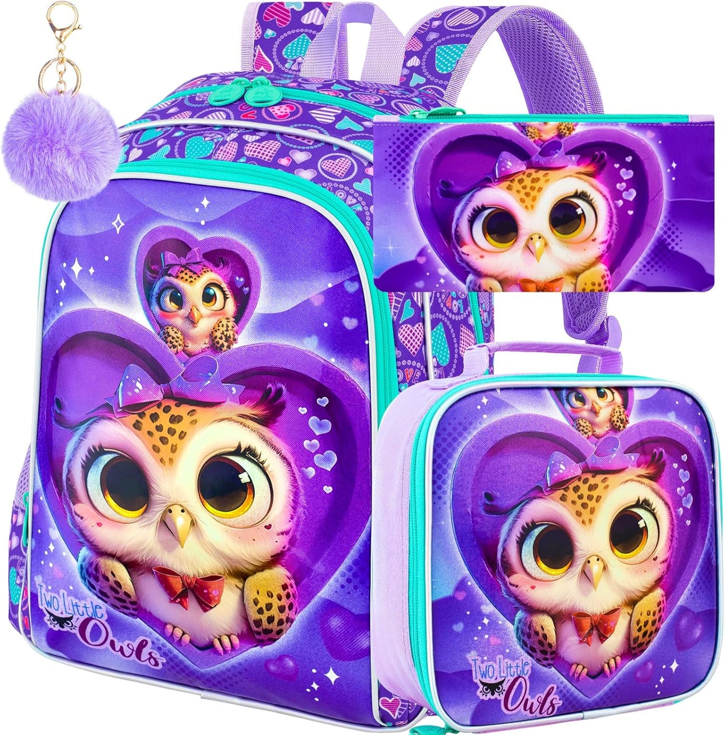 16" Backpack for Girls Boys 4-8, 3Pcs Kids Bookbag Set with Lunch Box, School Bag for Preschool Kindergarten