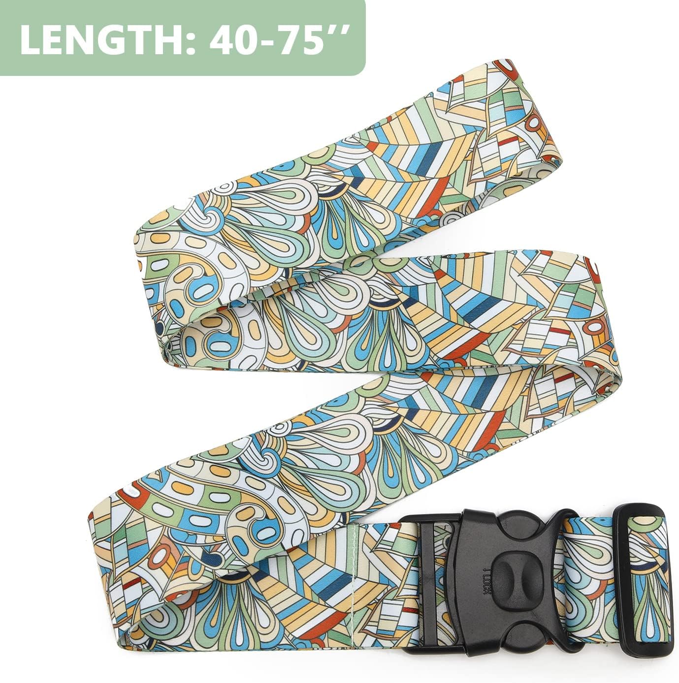 2 Pack 75'' x 2'' Adjustable Luggage Straps for Suitcase Belt Travel Bag Packing Straps Accessories (Green Flower)