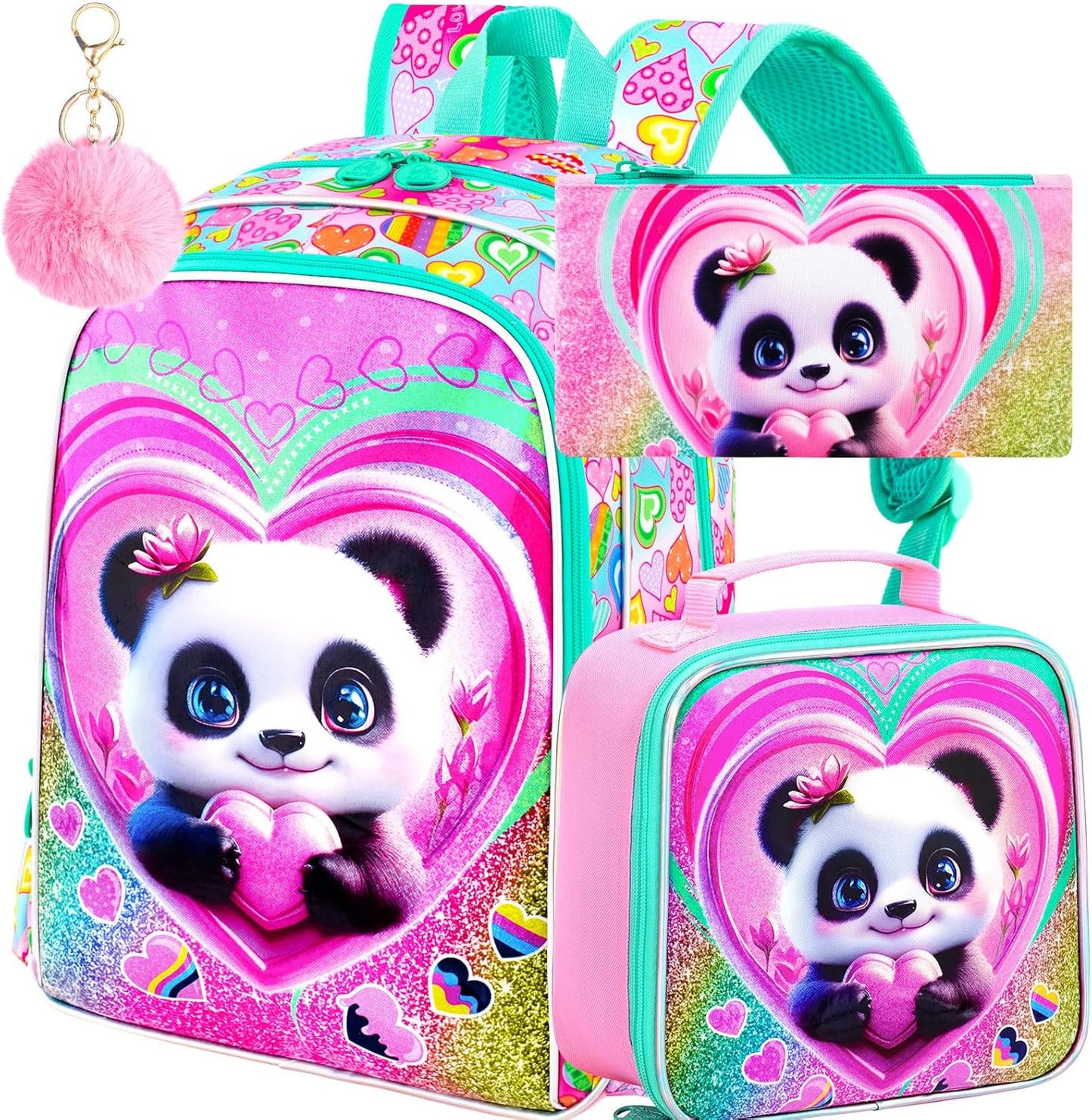 16" Backpack for Girls Boys 4-8, 3Pcs Kids Bookbag Set with Lunch Box, School Bag for Preschool Kindergarten