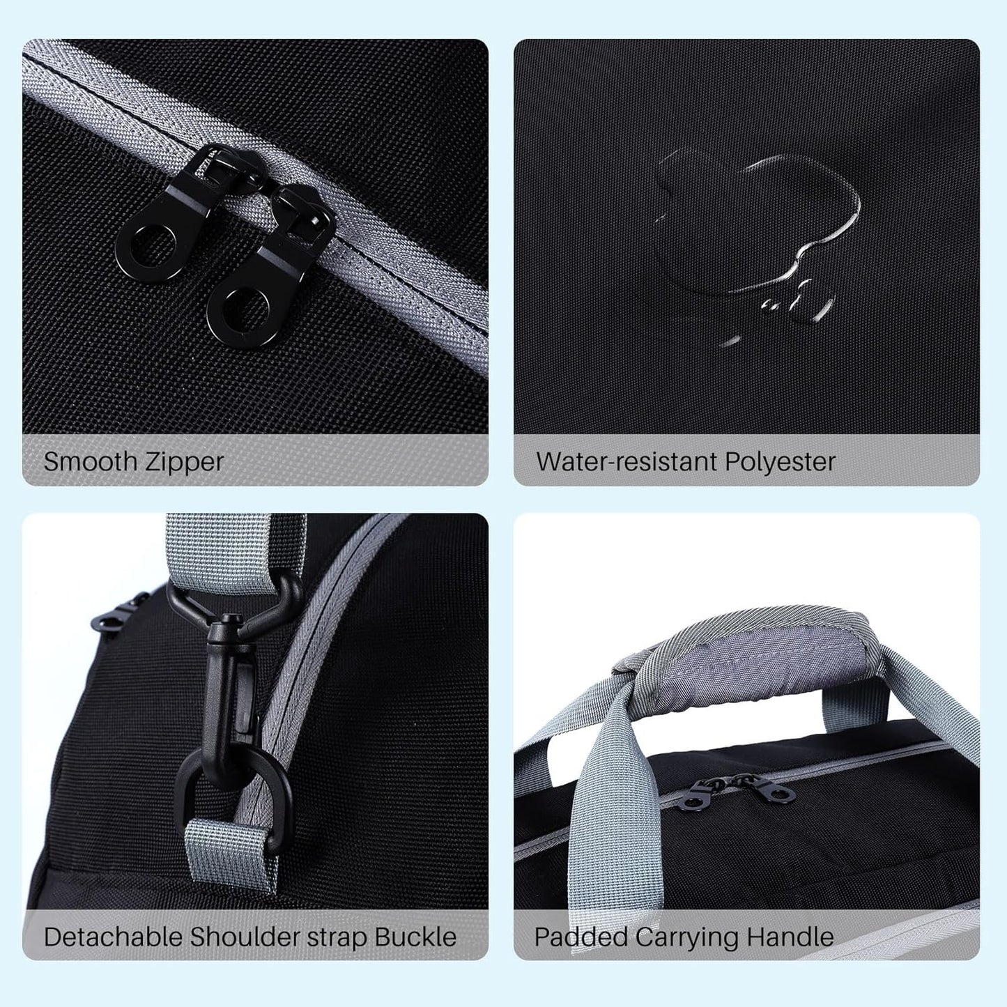 Pickleball Gym Bag for Women Men,Waterproof Small Sport Duffel Bag with Shoes Compartment and Wet Pocket for Travel Yoga Basketball Tennis,Black