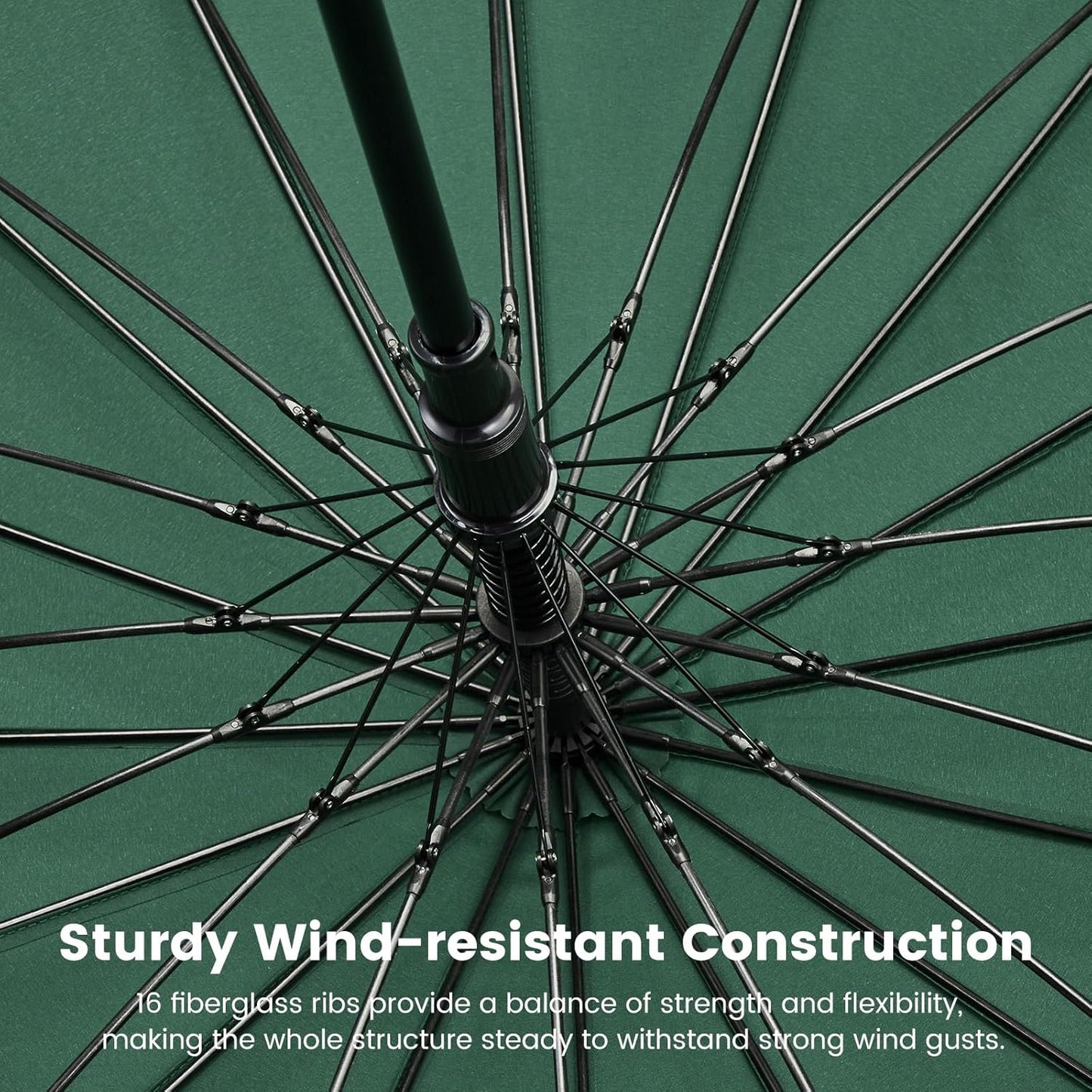 G4Free 54 Inch Large Windproof Umbrella for 2 Persons, 16 Ribs Auto Open Classic Wooden J Handle Cane Stick Golf Rain Umbrellas for Men Women Travel 120cm