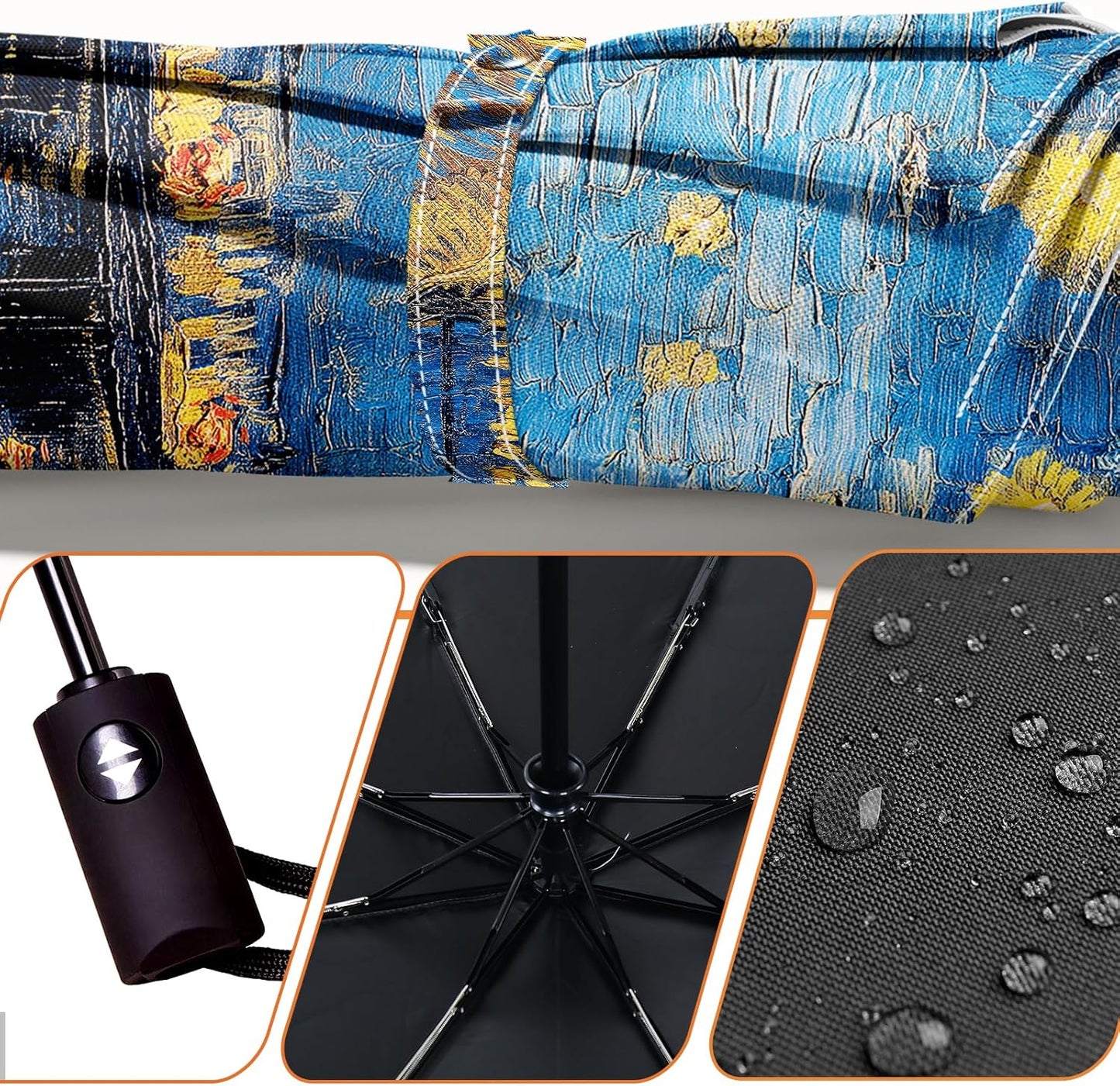 Small Compact Travel Automatic Folding Umbrella for Women, Portable Lightweight, Rain, Wind, UV Sun Shade