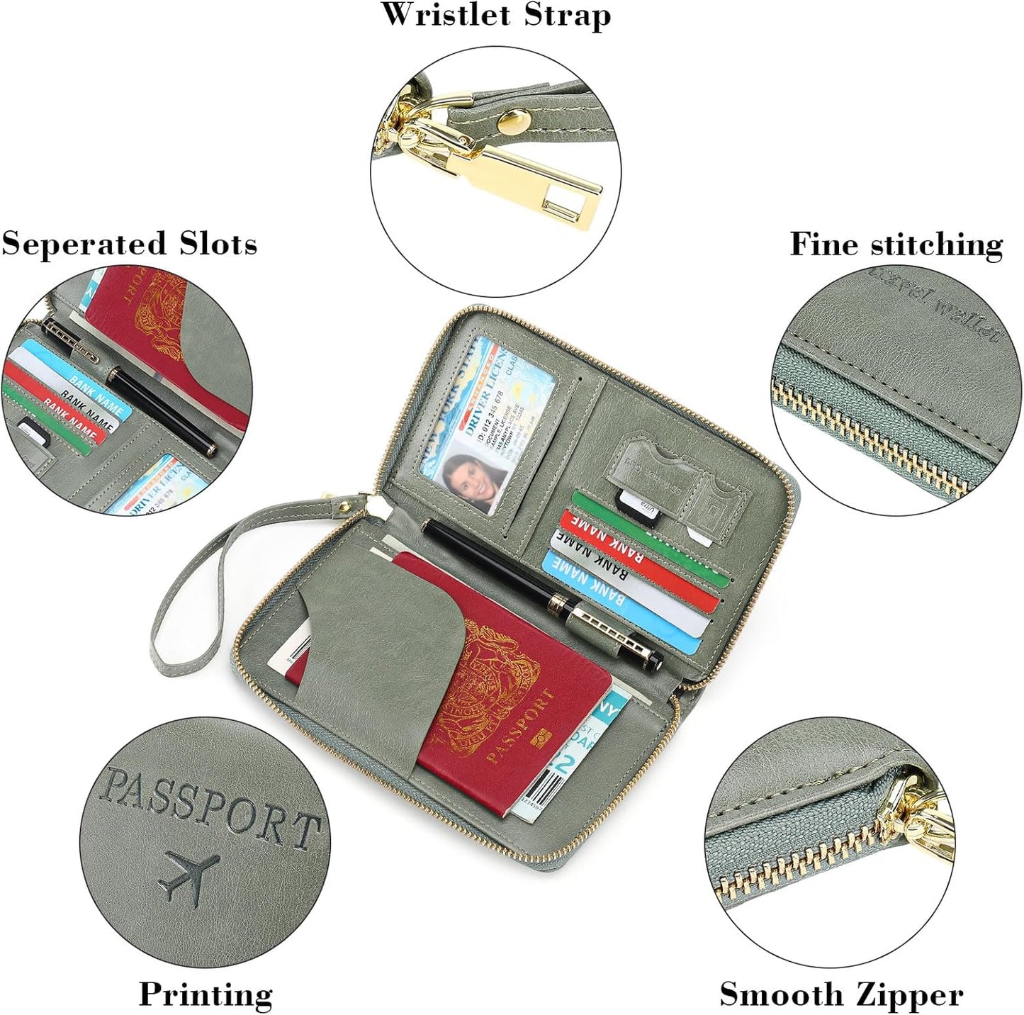 Leather RFID Blocking Passport Holder Travel Wallet, Passport Cover/Travel Wallet for Women/Men with