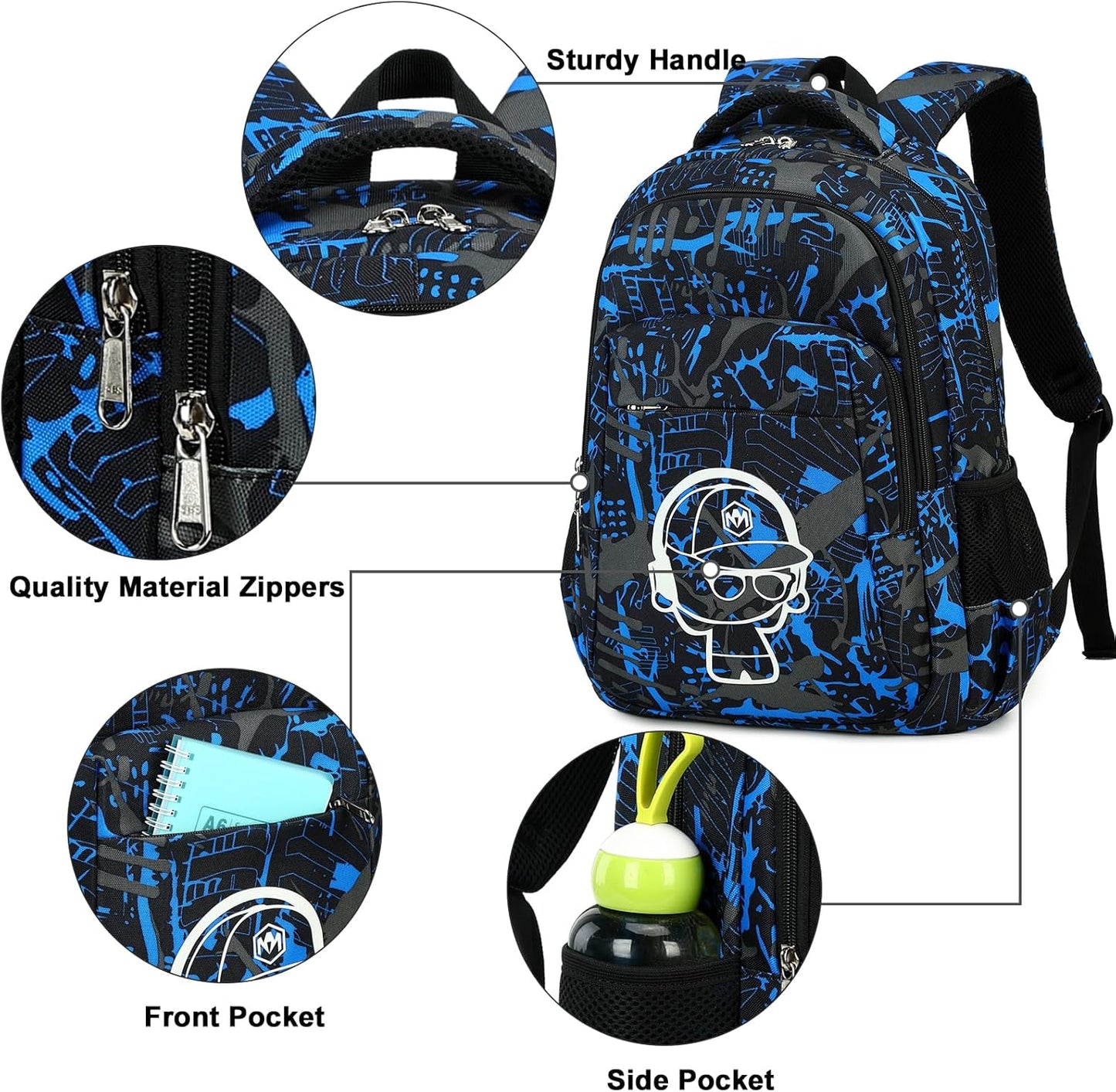 LEDAOU School Backpack for Boys Girls Kids Bookbag Elementary Primary Middle School Bag Travel Back Pack for Ages 6-14