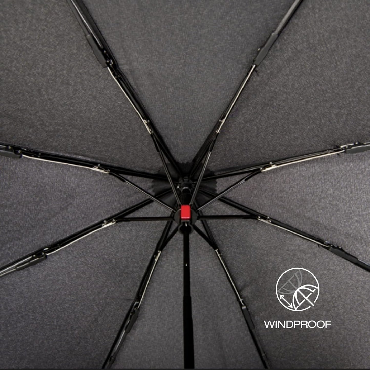 Knirps A.050 Dark Grey Manual Open Close Travel Rain Umbrella for Adults – Ultra Lightweight, Compact Windproof 38.5" Water Resistant Canopy, Steel Aluminum Frame, Travel Case Included