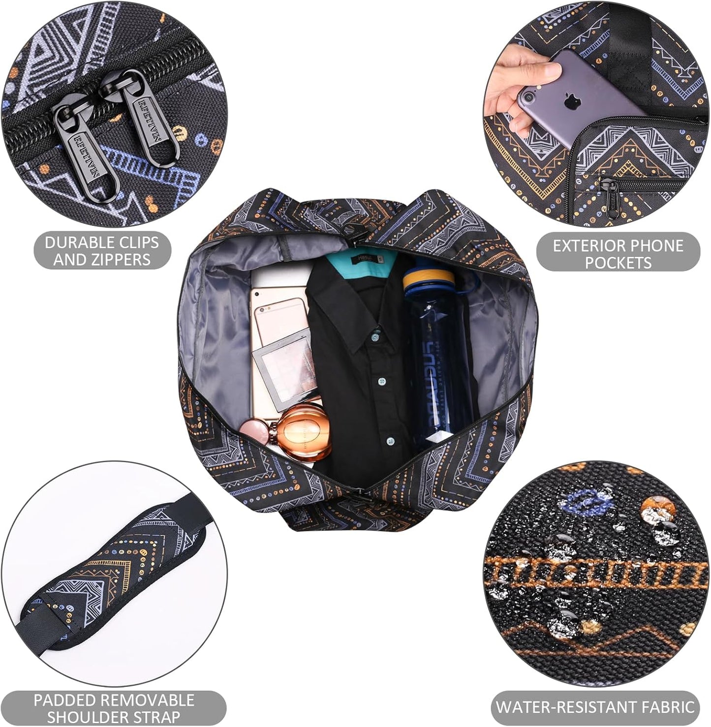 F.FETIVIN Weekender Bag Carry On Travel Duffle Medium Overnight Bag for Women (Wavy Stripes)