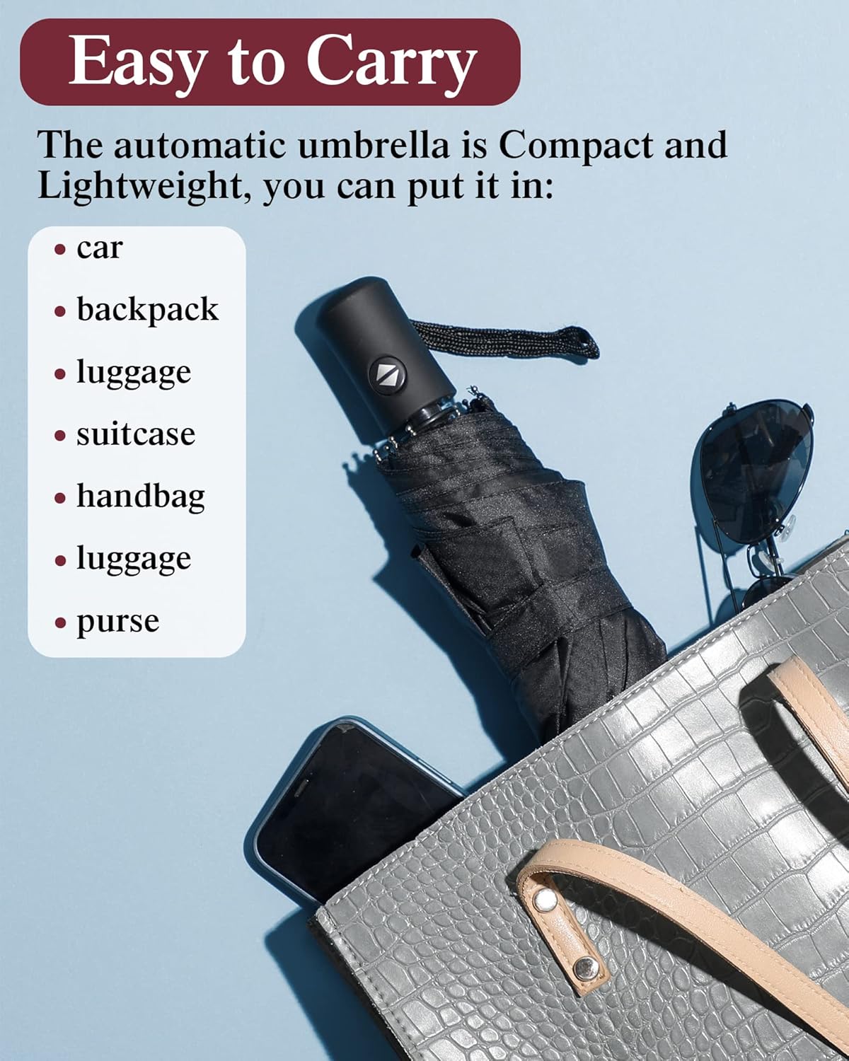 Reginary 6 Pack Umbrella Bulk Windproof Travel for Rain Automatic Open and Close Umbrella Collapsible Folding Rain Backpack Portable for Men Women