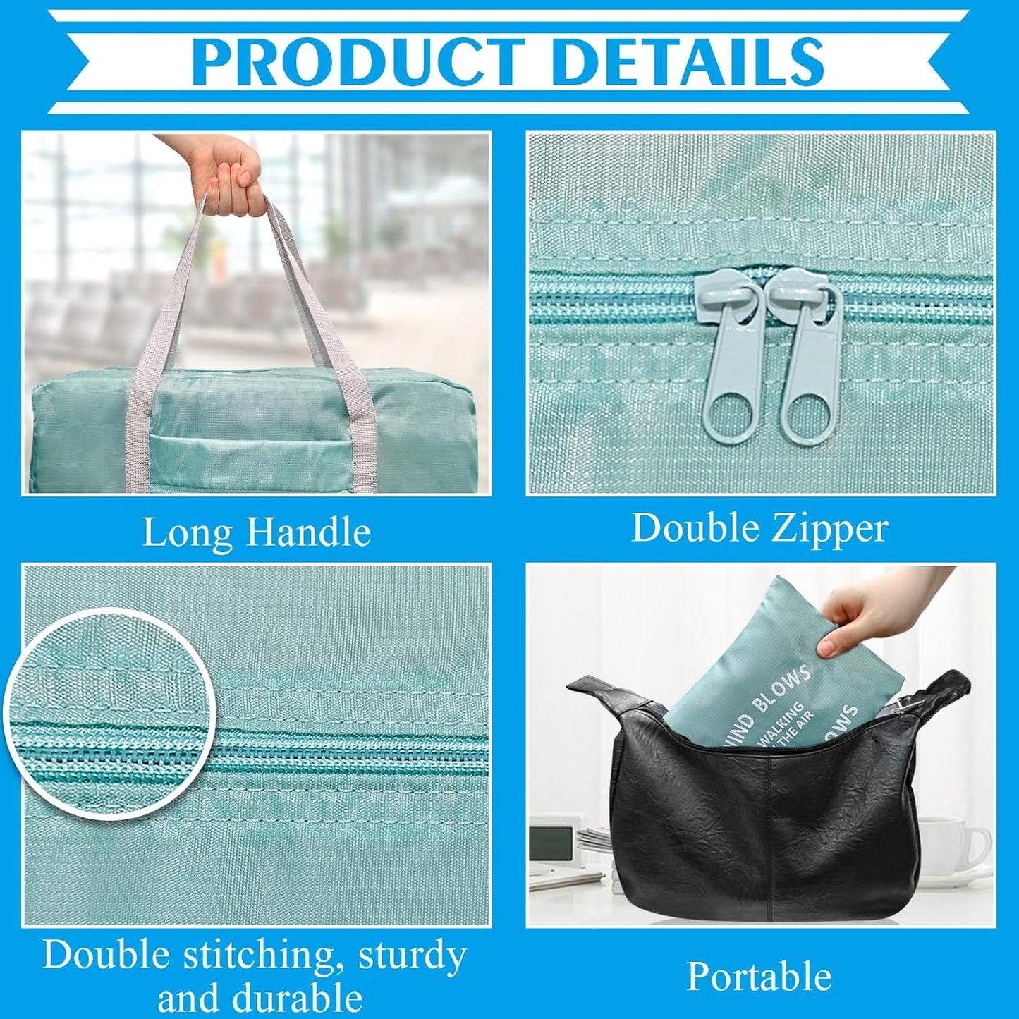 Travel Duffle Bag Tote Carry on Bag Nylon Lightweight Foldable Travel Bag Water Resistant Sports Gym Duffle Weekender Overnight Bag (Green+Pe bag)