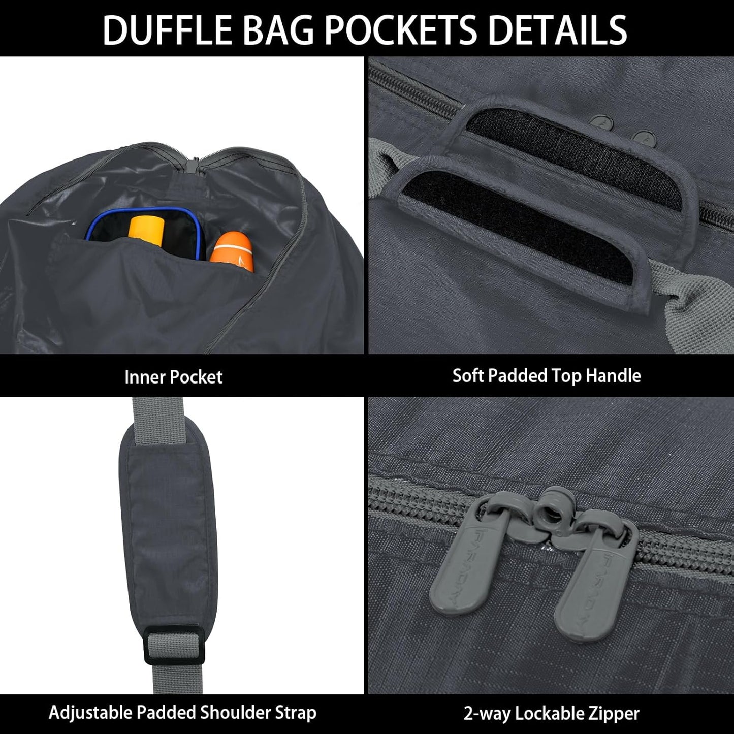 105L Extra Large Duffel Bag 32.5 inch Lightweight Luggage for Travel-Grey