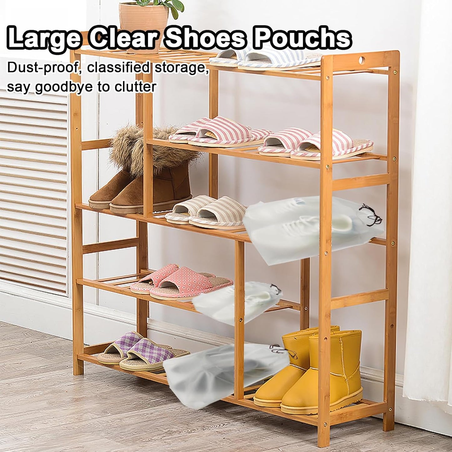 50 Pack Shoe Bags for Travel,Large Clear Shoes Storage Organizers Pouch with Rope for Men and Women,Transparent Travel Shoe Bags for Packing,Waterproof Drawstring Dust Bags Shoe Storage Bag