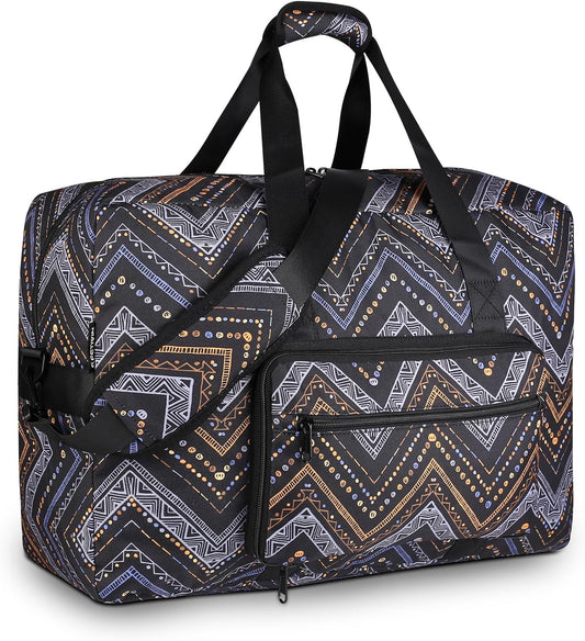 F.FETIVIN Weekender Bag Carry On Travel Duffle Medium Overnight Bag for Women (Wavy Stripes)