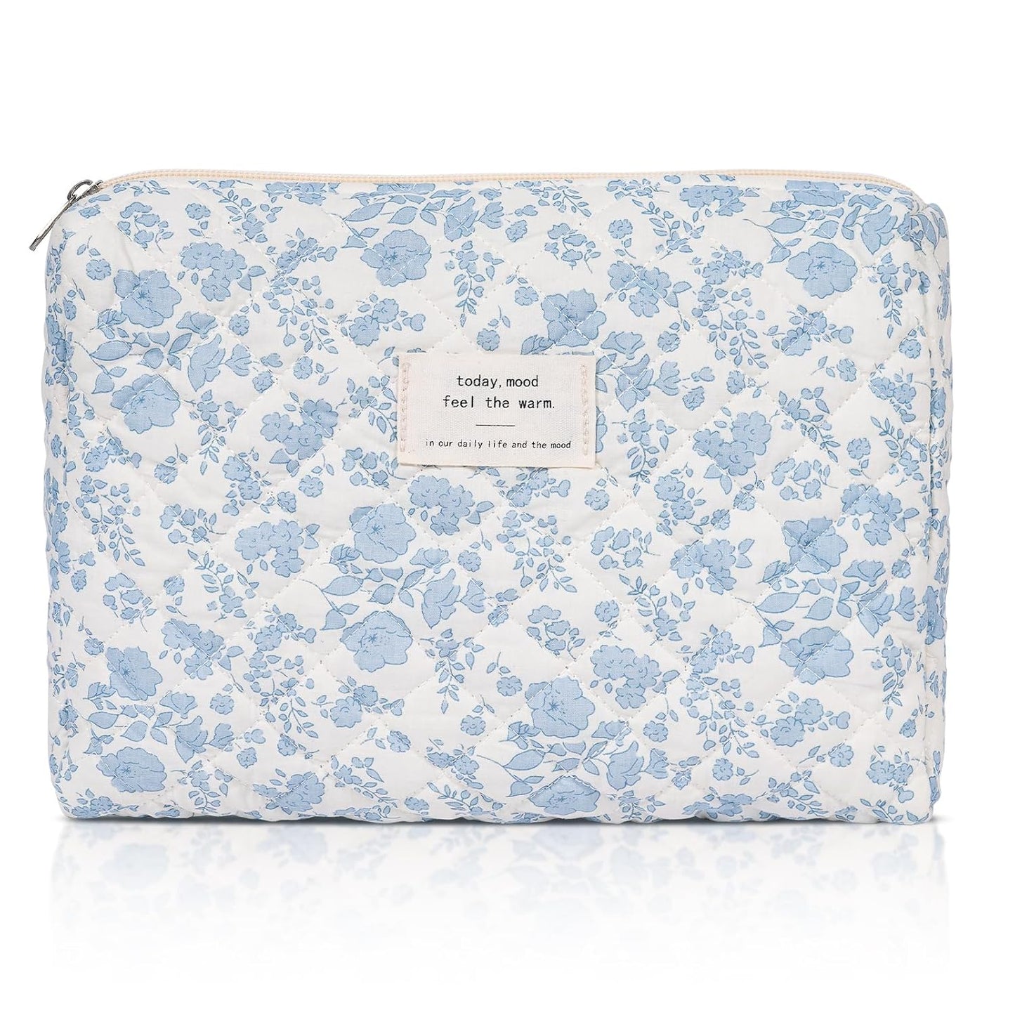 Makeup Pouch,Quilted Cosmetic Bags,Large Floral Make Up Organizer for Women