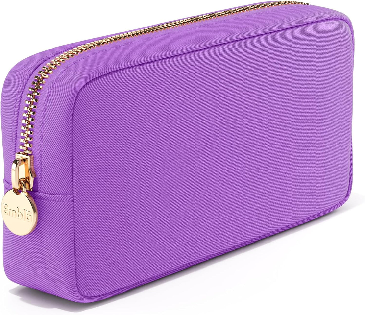 Embla Makeup Bag Travel Cosmetics Pouch and Toiletry Bag, Nylon Zipper Pouch Purse, Cute Make Up Organizer Storage Tote for Women Girls, Waterproof Travel Skincare Case, Small Makeup Bags, Grape