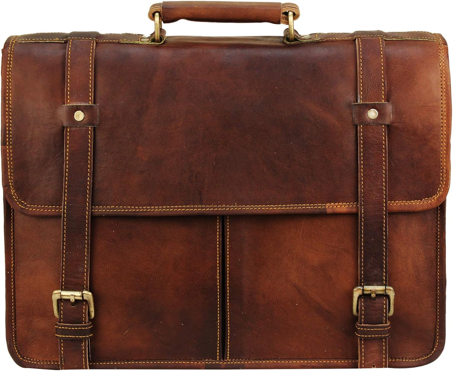 15 Inch Brown Leather Messenger Bag for Men and Women | Best Laptop Briefcase Computer Satchel Shoulder Crossbody Bag | Full Grain Leather Bag A Perfect Companion for College, Office Use