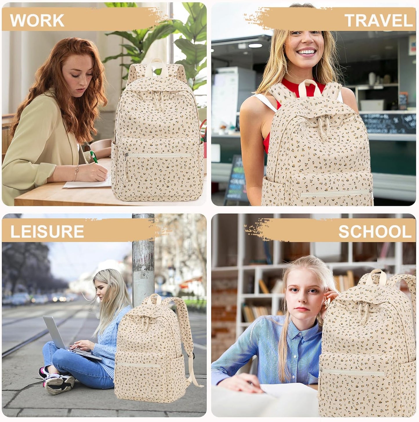 LEDAOU School Backpack Teen Girls Lightweight Bookbag Elementary Middle School Backpacks College Laptop Bag Travel Daypack