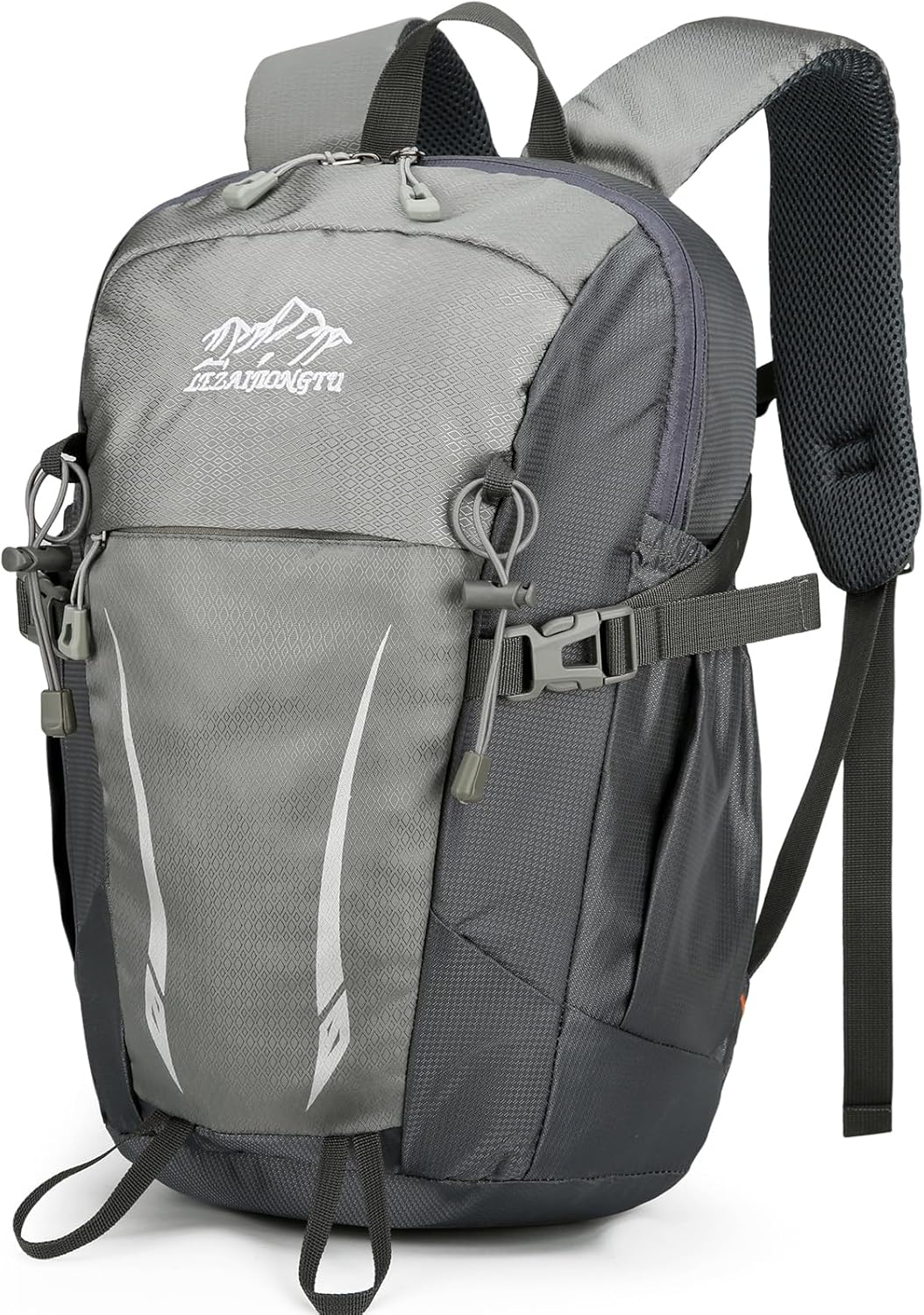 15L Small Padded Hiking Backpack with Chest Strap for Men Women, Lightweight Waterproof Daypack for Travel, Gray