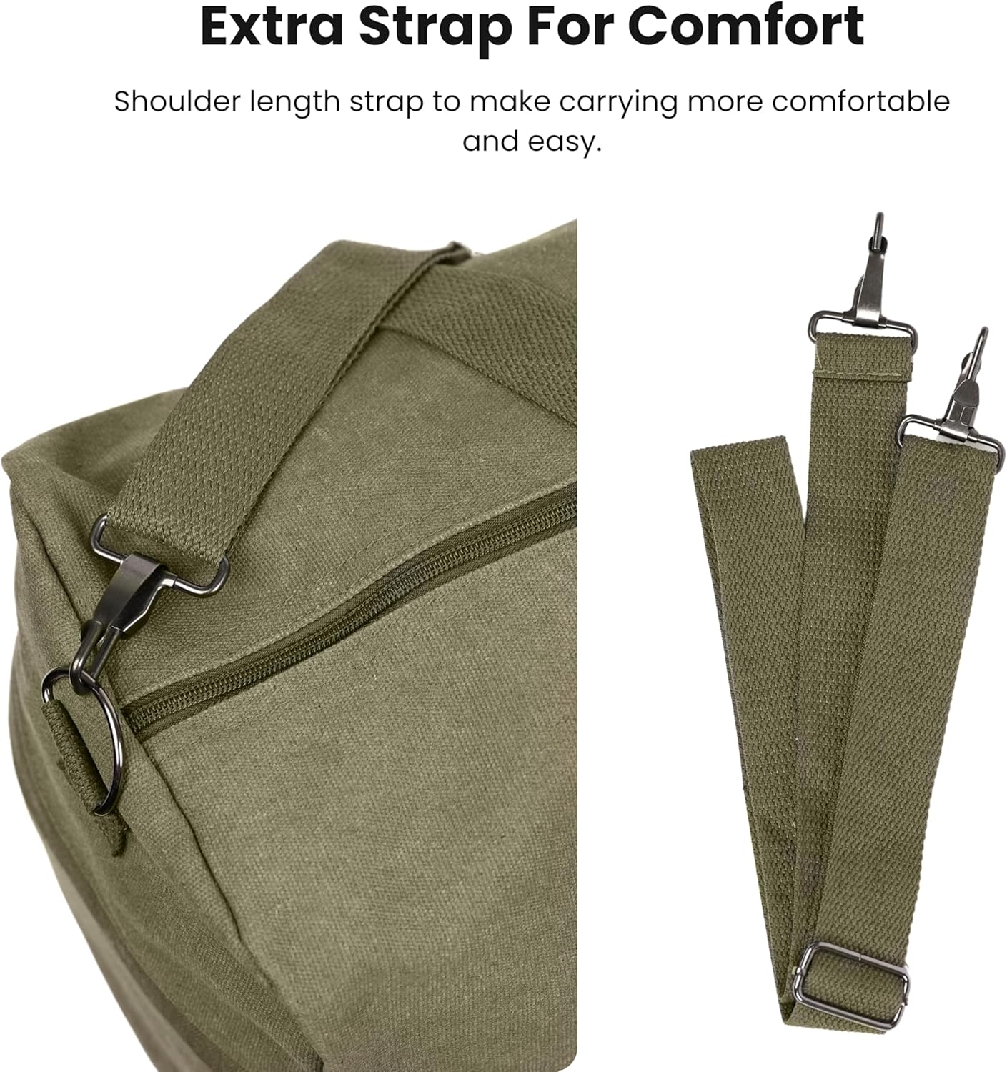 Canvas Duffle Bag – Multipurpose Bag for Travel, Gym, Weekender, Carry On & More – Durable, Spacious, Unisex Overnight Bag for Men & Women – Perfect for Sports, and Everyday Use (Green)