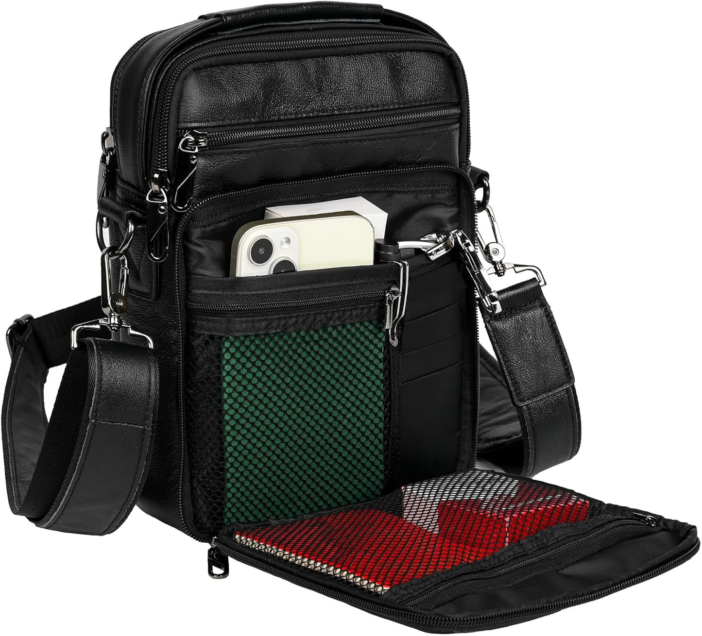 Leather Small Messenger for Men - Women Shoulder Chest Travel Bag - Crossbody Bag