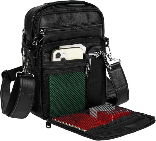 Leather Small Messenger for Men - Women Shoulder Chest Travel Bag - Crossbody Bag