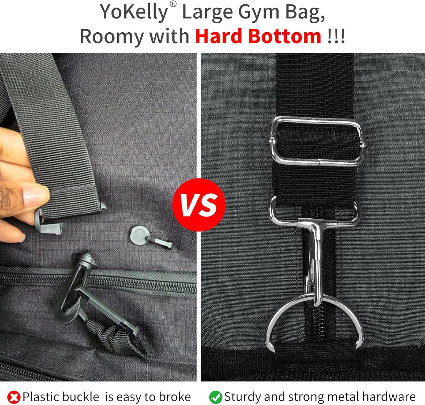 55L Mens Duffle Bag for Travel - 25 inch Weekender Duffel Bag with Hard Bottom - Grey