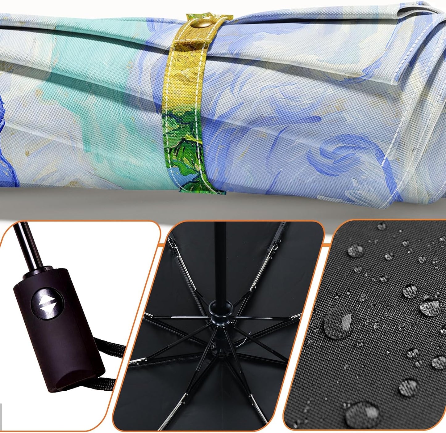 Small Compact Travel Automatic Folding Umbrella for Women, Portable Lightweight, Rain, Wind, UV Sun Shade