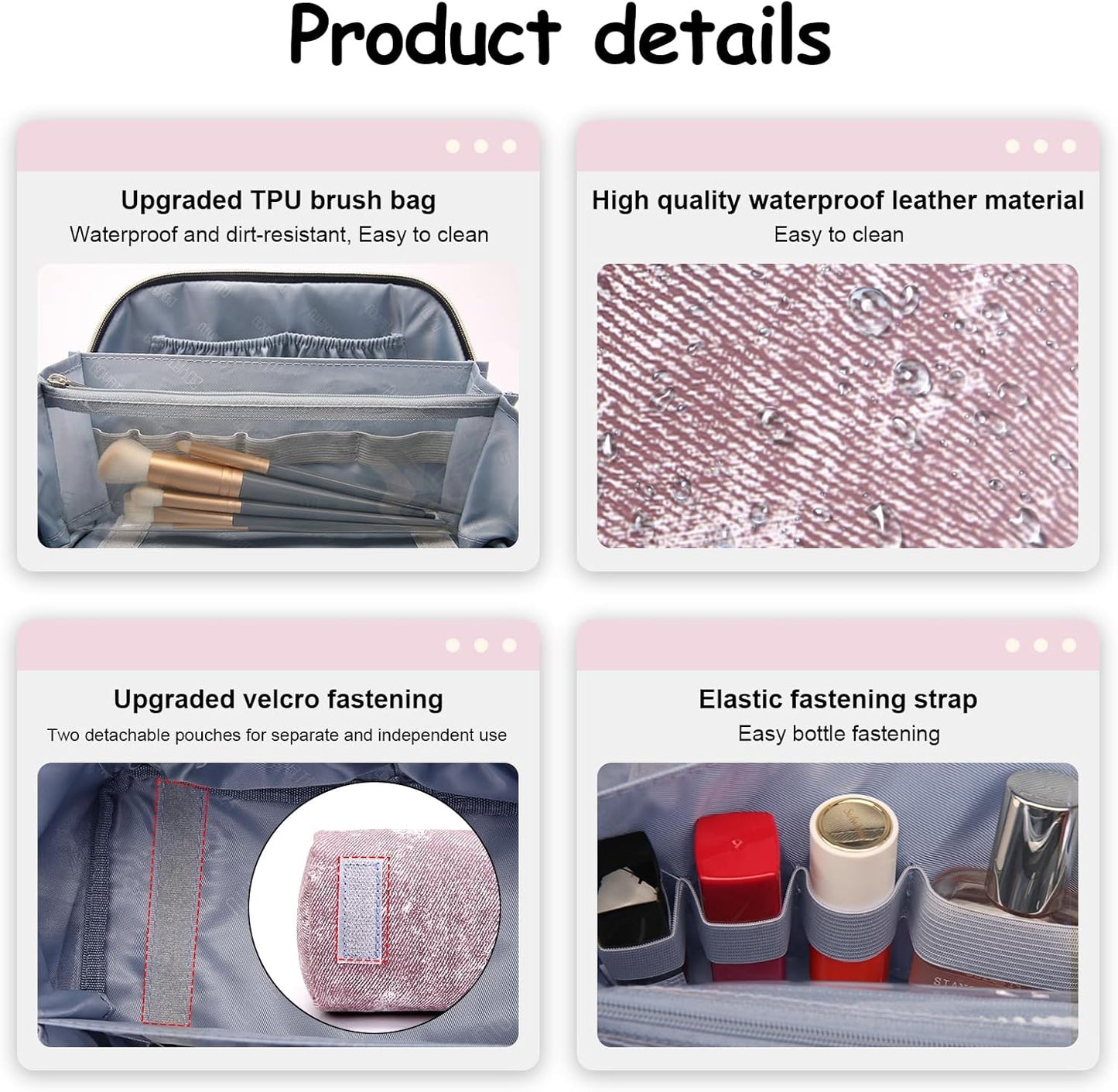 BOYATU Travel Makeup Bag Cosmetic Bags for Women: 3 Sets Large Capacity Make up Bag - Portable Toiletry Bags with Handle for Women(F-2-Purple)