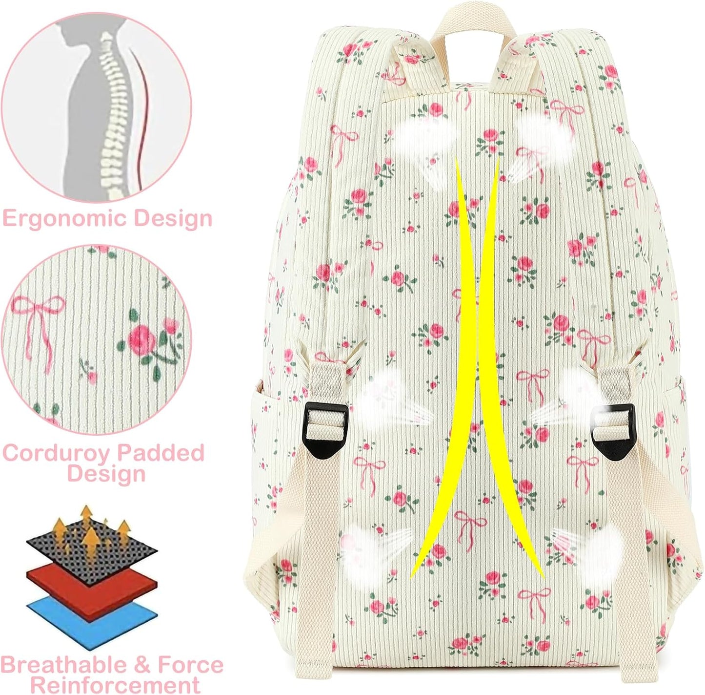 LEDAOU School Backpack Teen Girls Lightweight Bookbag Elementary Middle School Backpacks College Laptop Bag Travel Daypack