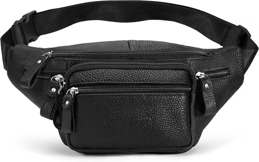 Leather Waist Bag Multiple Pockets Fanny Pack for Women Men Daily Life and Travel Outdoor