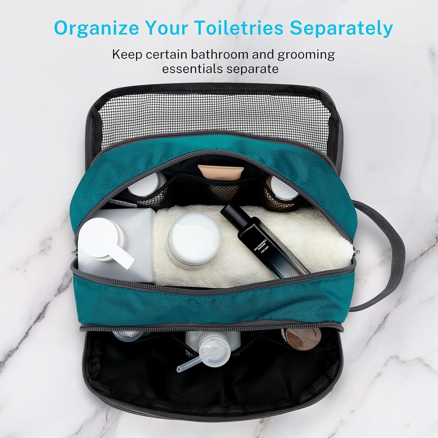 Gonex Travel Toiletry Bag Nylon, Shaving Bag Toiletry Organizer Peacock Green